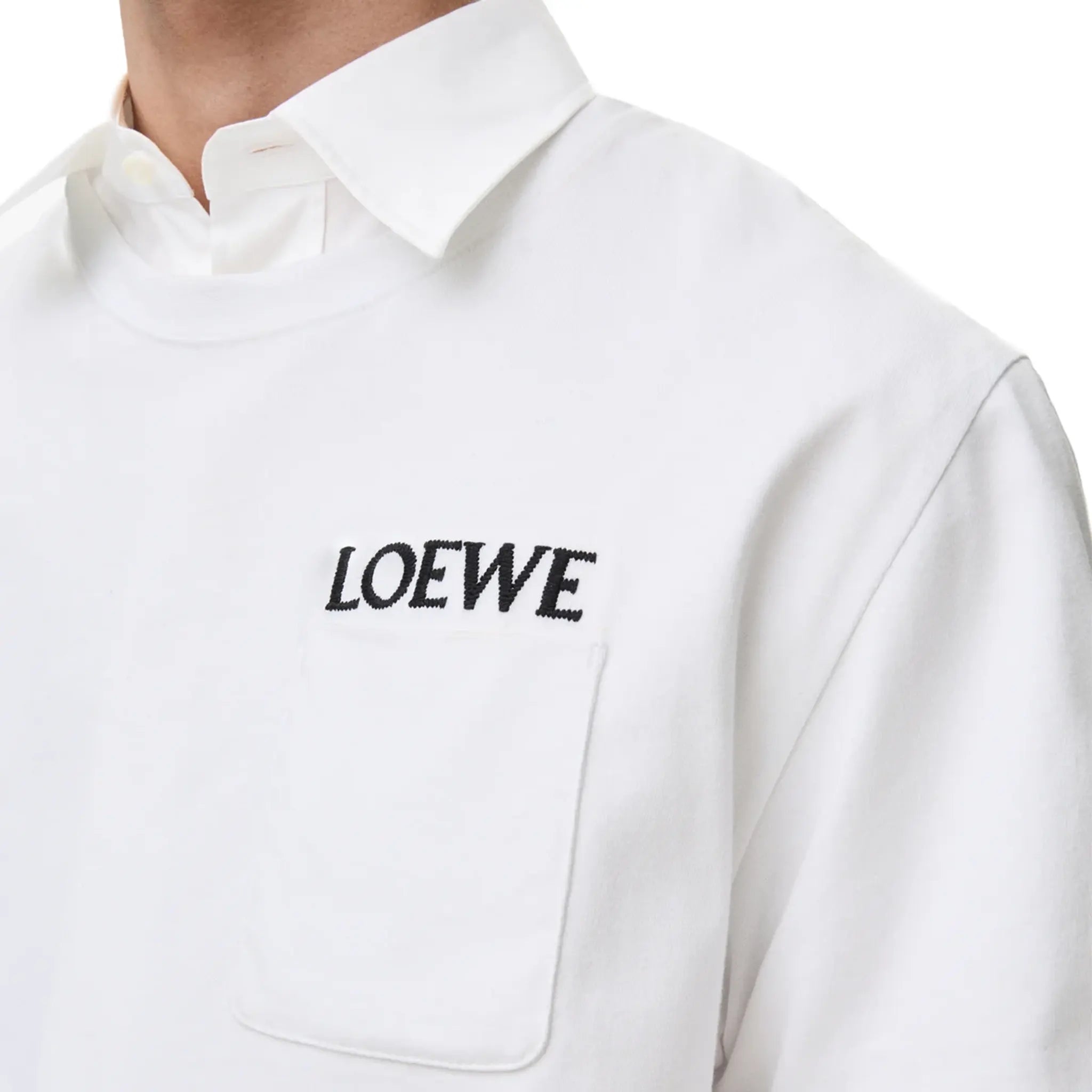 Detailed Front View of Loewe Relaxed Fit Cotton White T-Shirt H526Y22XDE-2100